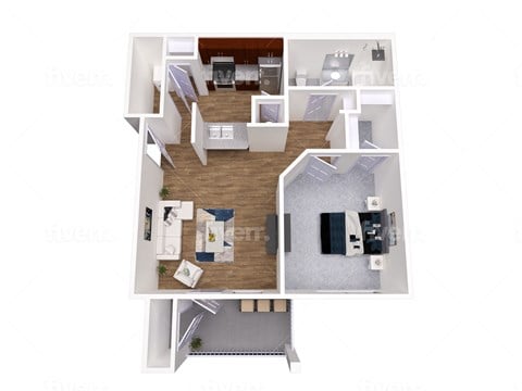 Floor plan for 1 bed, 1 bath, 650 sqft